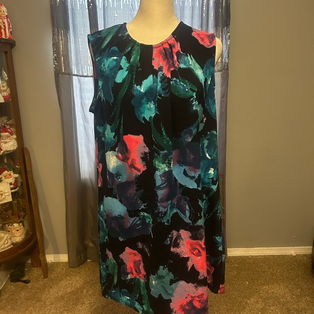 Impressions Black Floral Midi Dress